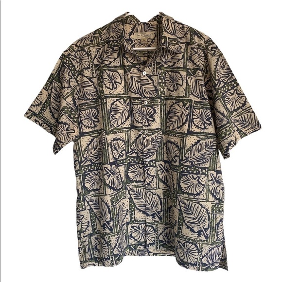 Tori RICHARD Aloha Hawaiian Shirt w/ Monsterra Leaves Men L Large - Picture 1 of 6